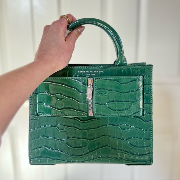 NWT Brandon Blackwood Medium Kuei – Emerald Croc Embossed – Box + Dust Bag - Picture 12 of 12